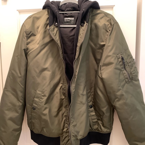 Express Jackets & Coats Express Bomber Jacket With Detachable Hood